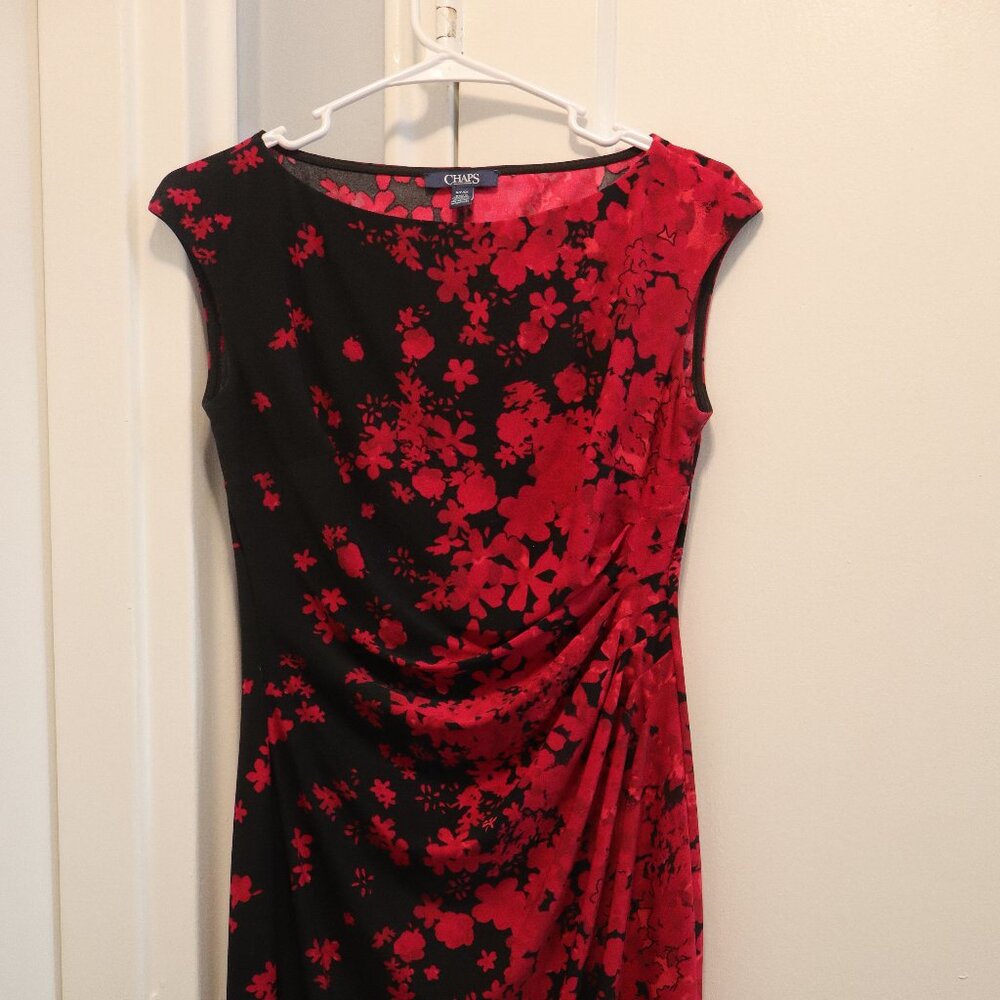 Chaps Floral Ruched Fitted Dress
